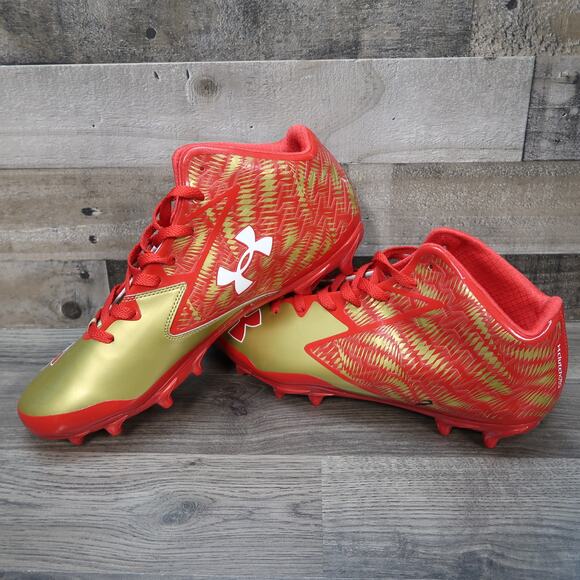 Under Armour Clutchfit Cleats Size 14E Deception Red Gold